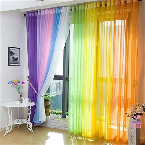 Colorful sheer curtains - This sheer voile panel inspires style with your choice of bright, bold multi-faceted colors. This fun colorful sheer softly diffuses natural light while enhancing the beauty of your home decor. Crafted from polyester, this sheer curtain adds the slightest bit of privacy and filters out a bit of light while still keeping your space bright and sunny.